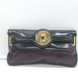 Balenciaga Lune Clutch Dark Purple & Black Leather
