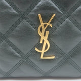 Saint Laurent Becky Quilted Double Zip Pouch Dark Green Leather Crossbody Bag