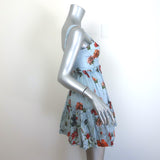 Cara Cara Audrey Bustier Mini Dress Botanica Blue Floral Print Linen Size 0 NEW