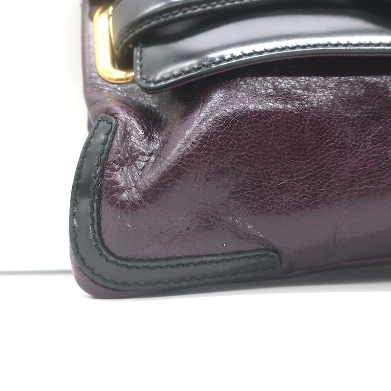 Balenciaga Lune Clutch Dark Purple &amp; Black Leather