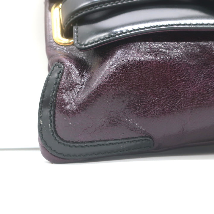 Balenciaga Lune Clutch Dark Purple &amp; Black Leather