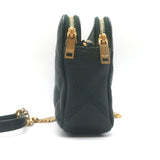 Saint Laurent Becky Quilted Double Zip Pouch Dark Green Leather Crossbody Bag