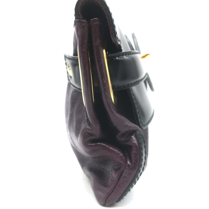 Balenciaga Lune Clutch Dark Purple &amp; Black Leather