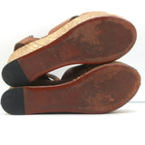 Lanvin Snake-Embossed Cork Platform Wedge Sandals Brown Leather Size 40
