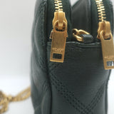 Saint Laurent Becky Quilted Double Zip Pouch Dark Green Leather Crossbody Bag