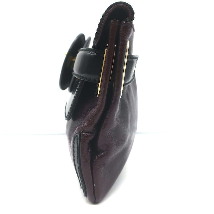 Balenciaga Lune Clutch Dark Purple &amp; Black Leather