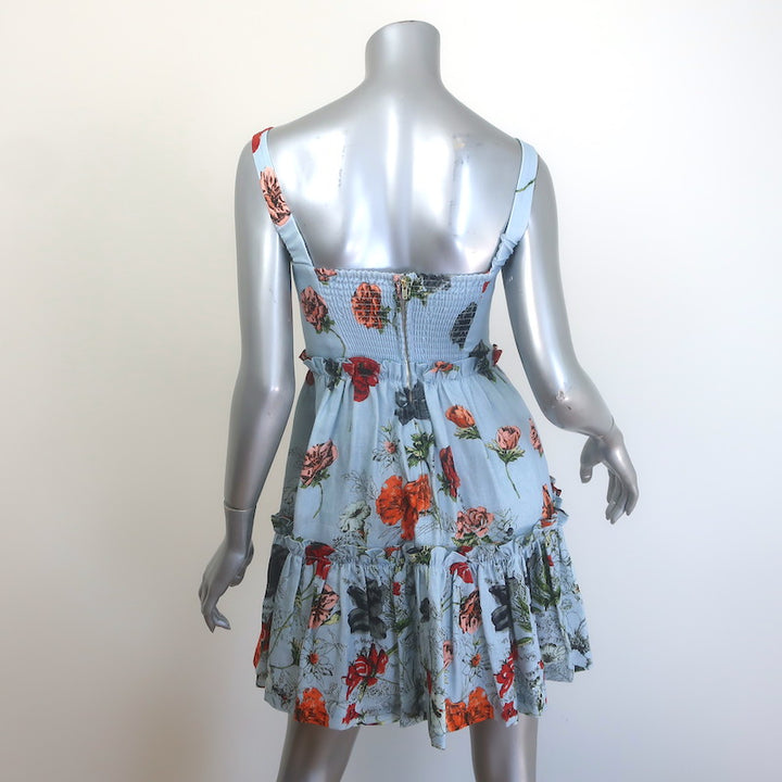 Cara Cara Audrey Bustier Mini Dress Botanica Blue Floral Print Linen Size 0 NEW