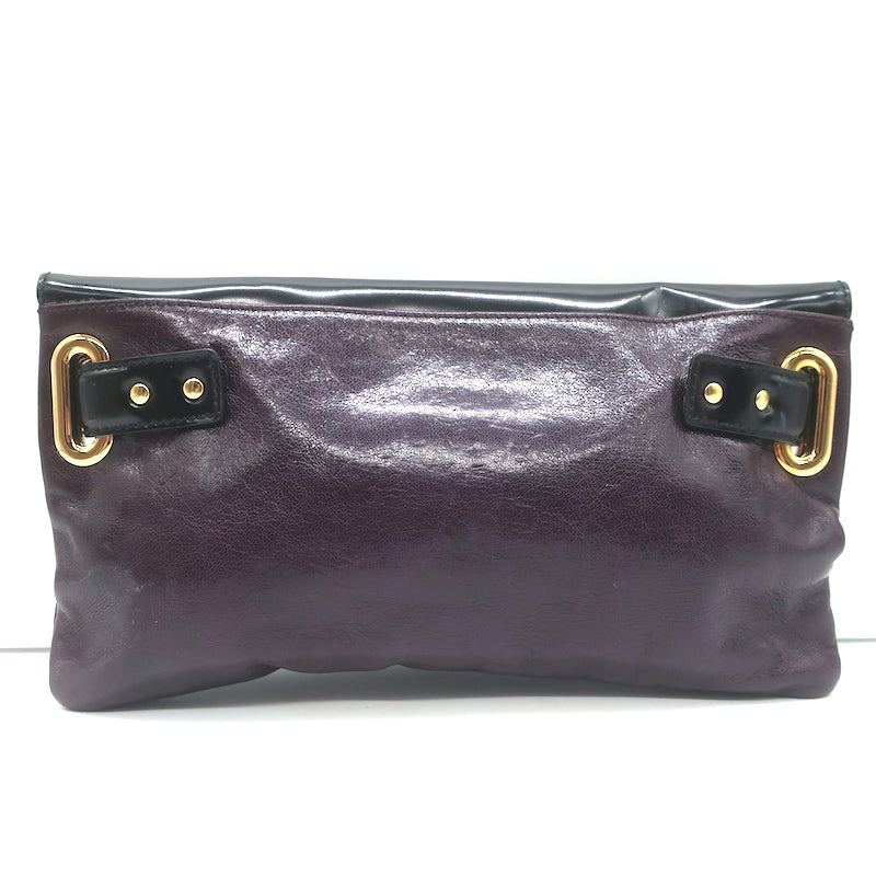 Balenciaga Lune Clutch Dark Purple &amp; Black Leather