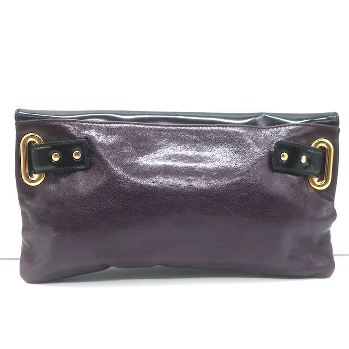 Balenciaga Lune Clutch Dark Purple &amp; Black Leather