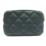 Saint Laurent Becky Quilted Double Zip Pouch Dark Green Leather Crossbody Bag