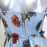Cara Cara Audrey Bustier Mini Dress Botanica Blue Floral Print Linen Size 0 NEW
