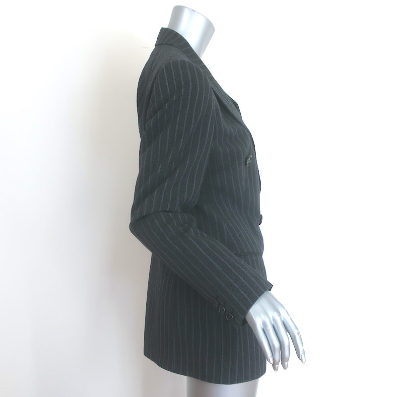 Dolce &amp; Gabbana Pinstripe Double Breasted Blazer Charcoal/Blue Wool Size 44