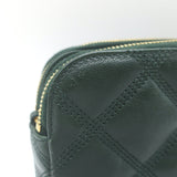 Saint Laurent Becky Quilted Double Zip Pouch Dark Green Leather Crossbody Bag