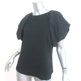 Armani Collezioni Puff Sleeve Blouse Black Wool-Blend Size 8