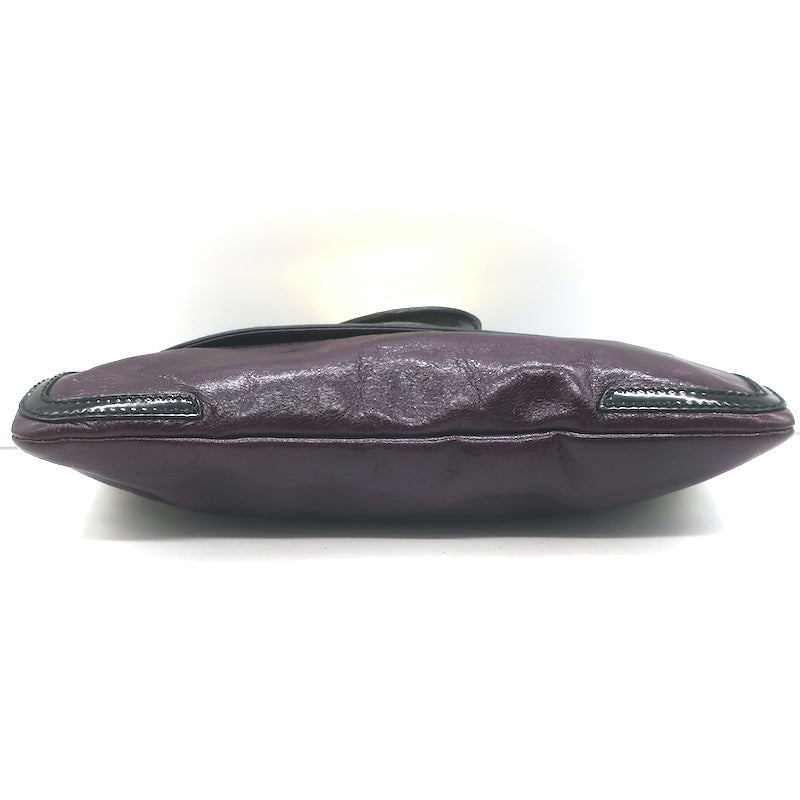 Balenciaga Lune Clutch Dark Purple &amp; Black Leather