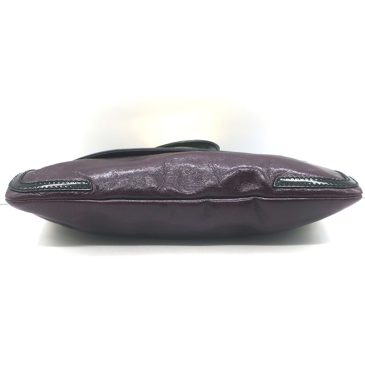 Balenciaga Lune Clutch Dark Purple &amp; Black Leather