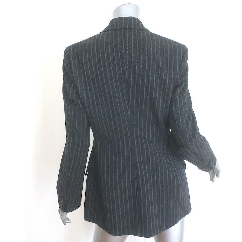 Dolce &amp; Gabbana Pinstripe Double Breasted Blazer Charcoal/Blue Wool Size 44
