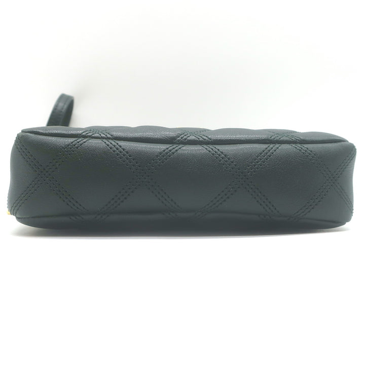 Saint Laurent Becky Quilted Double Zip Pouch Dark Green Leather Crossbody Bag
