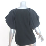 Armani Collezioni Puff Sleeve Blouse Black Wool-Blend Size 8