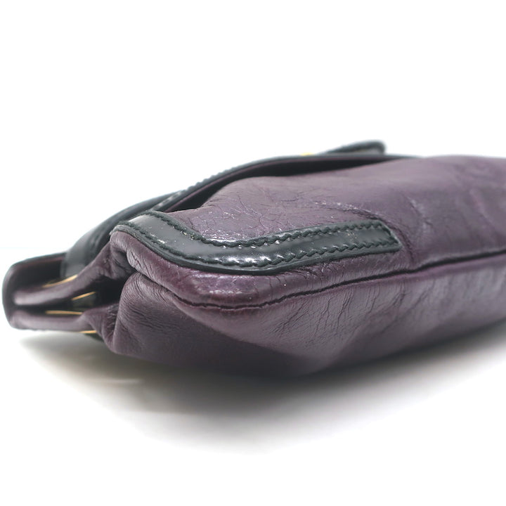 Balenciaga Lune Clutch Dark Purple &amp; Black Leather