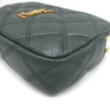 Saint Laurent Becky Quilted Double Zip Pouch Dark Green Leather Crossbody Bag