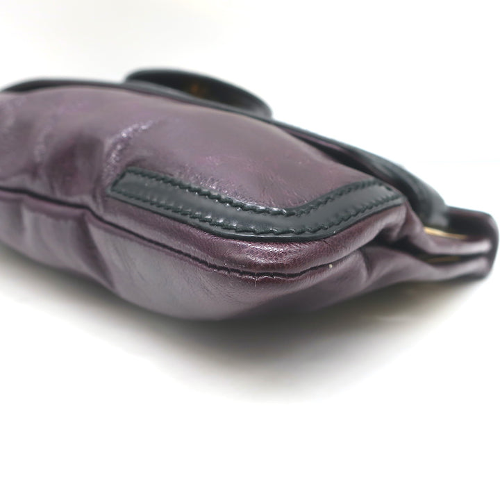 Balenciaga Lune Clutch Dark Purple &amp; Black Leather
