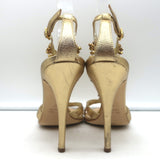 Giuseppe Zanotti Crystal-Embellished Sandals Gold Metallic Leather Size 37