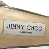 Jimmy Choo Totem T-Strap Platform Sandals Champagne Glitter Lame Size 37.5