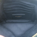 Saint Laurent Becky Quilted Double Zip Pouch Dark Green Leather Crossbody Bag