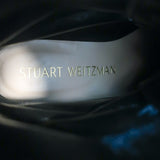 Stuart Weitzman Sondra Pearl-Trimmed Flat Combat Boots Black Leather Size 9