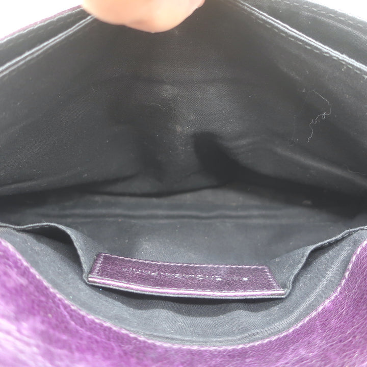 Balenciaga Lune Clutch Dark Purple &amp; Black Leather