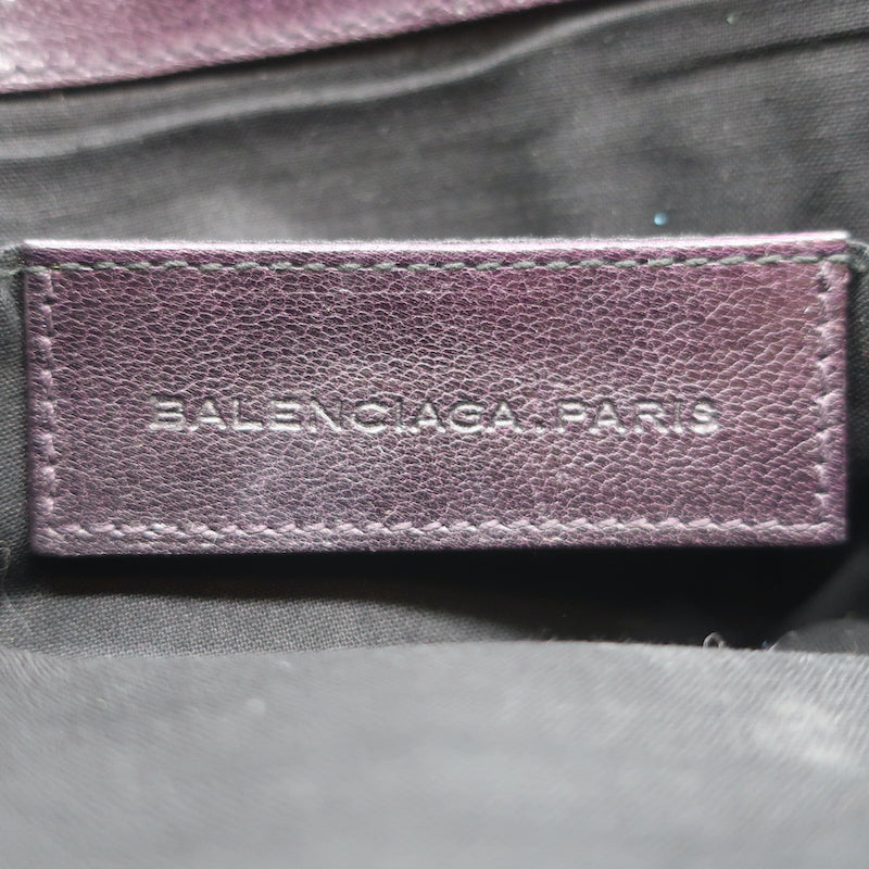 Balenciaga Lune Clutch Dark Purple &amp; Black Leather