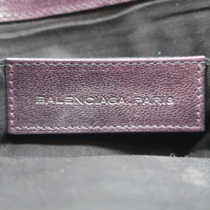 Balenciaga Lune Clutch Dark Purple &amp; Black Leather