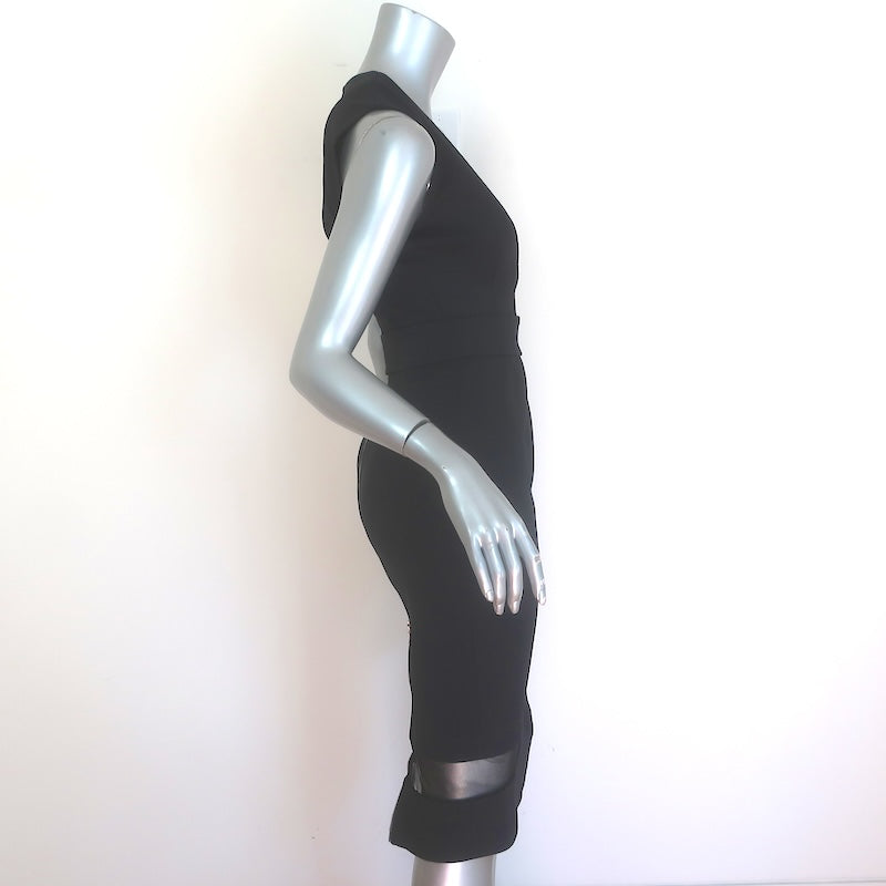 Nicholas Zip-Back Mesh-Paneled Sleeveless Midi Dress Black Size US 4