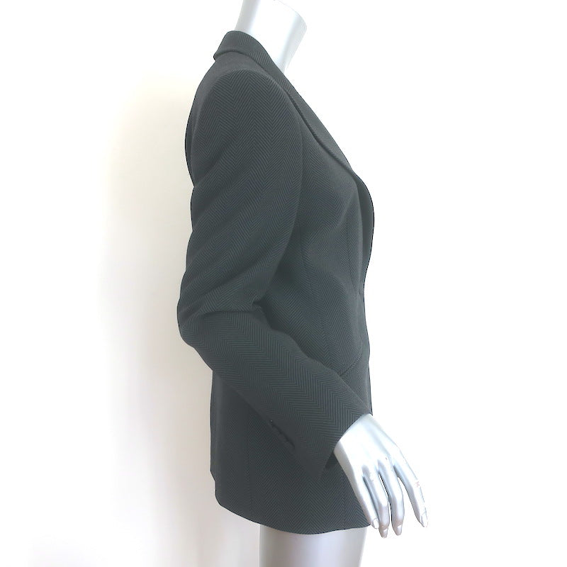Giorgio Armani Tonal Chevron Striped Blazer Dark Gray Size 44 One-Button Jacket