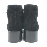 Chanel 18A CC Lace-Up Cap Toe Ankle Boots Black Suede & Patent Leather Size 39