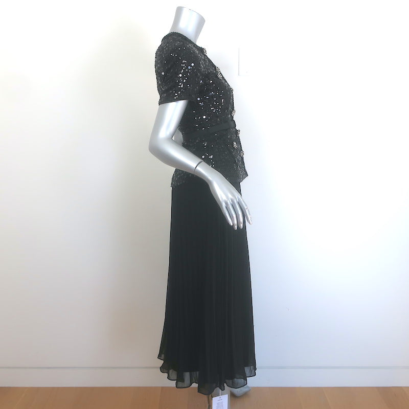 Self-Portrait Sequin Boucle Tailored Midi Dress Black Size US 0 NEW