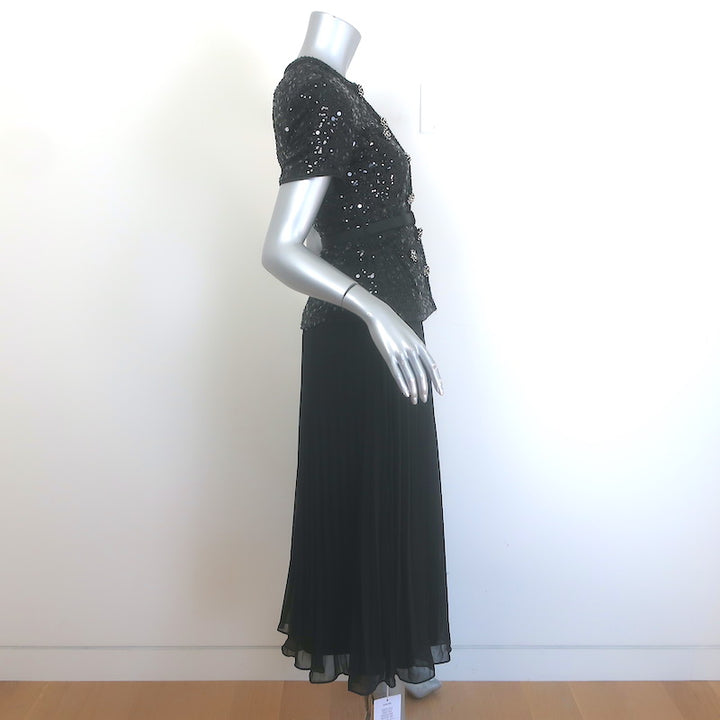 Self-Portrait Sequin Boucle Tailored Midi Dress Black Size US 0 NEW