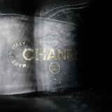 Chanel 18A CC Lace-Up Cap Toe Ankle Boots Black Suede & Patent Leather Size 39