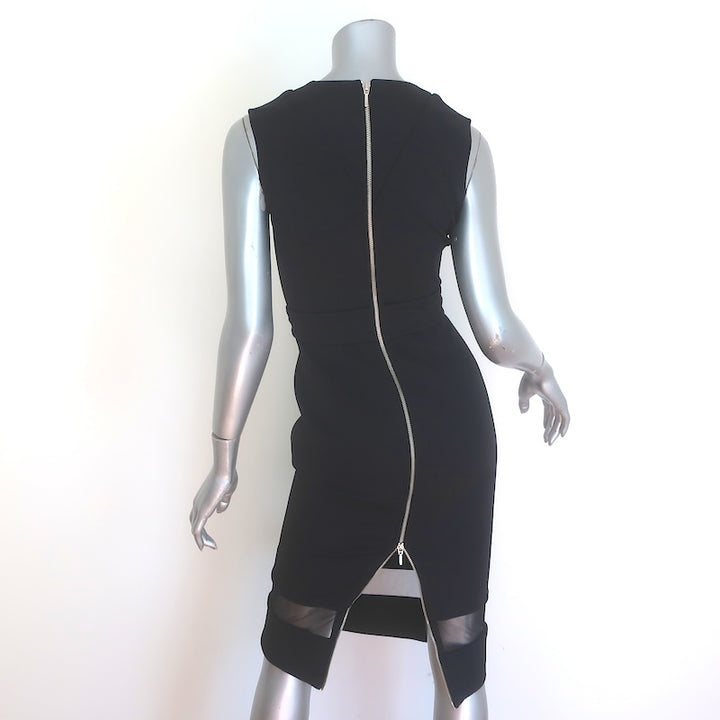 Nicholas Zip-Back Mesh-Paneled Sleeveless Midi Dress Black Size US 4