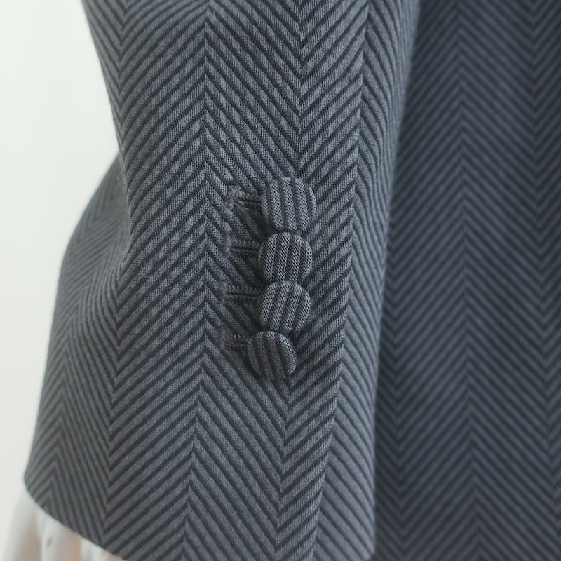 Giorgio Armani Tonal Chevron Striped Blazer Dark Gray Size 44 One-Button Jacket