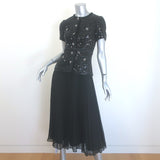 Self-Portrait Sequin Boucle Tailored Midi Dress Black Size US 0 NEW