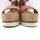 See by Chloe Glyn Platform Espadrille Sandals Pink Suede & Tan Leather Size 37