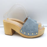 Veronica Beard Hannalee Clog Sandals Blue Suede Size 9 Platform Slip-On Heels
