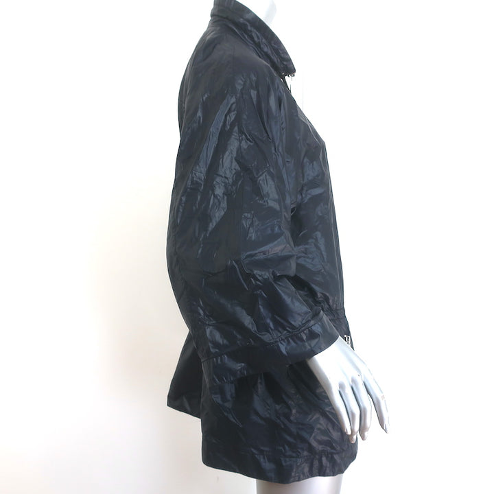 Tory Burch Ronnie 3/4 Sleeve Rain Jacket Black Nylon Size Medium
