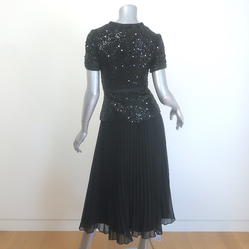 Self-Portrait Sequin Boucle Tailored Midi Dress Black Size US 0 NEW