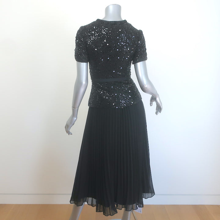 Self-Portrait Sequin Boucle Tailored Midi Dress Black Size US 0 NEW