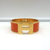 Hermes Clic Clac H PM Bracelet Orange Enamel & Gold
