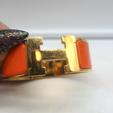 Hermes Clic Clac H PM Bracelet Orange Enamel & Gold