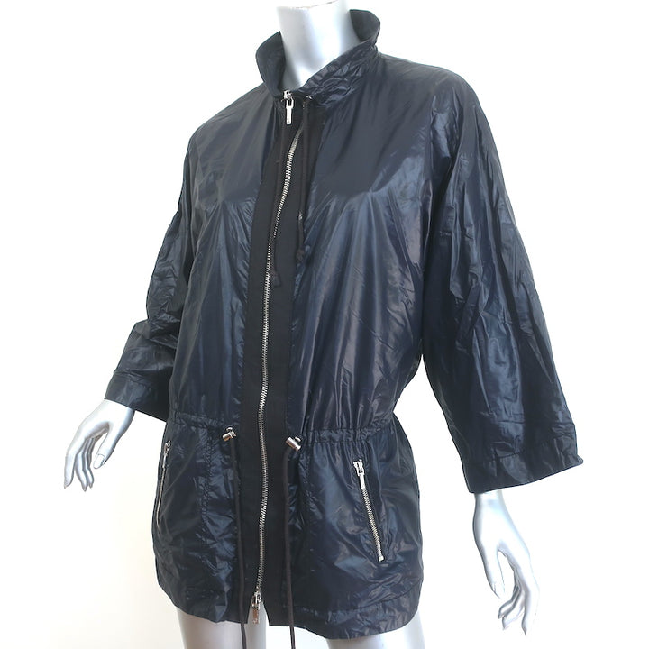 Tory Burch Ronnie 3/4 Sleeve Rain Jacket Black Nylon Size Medium